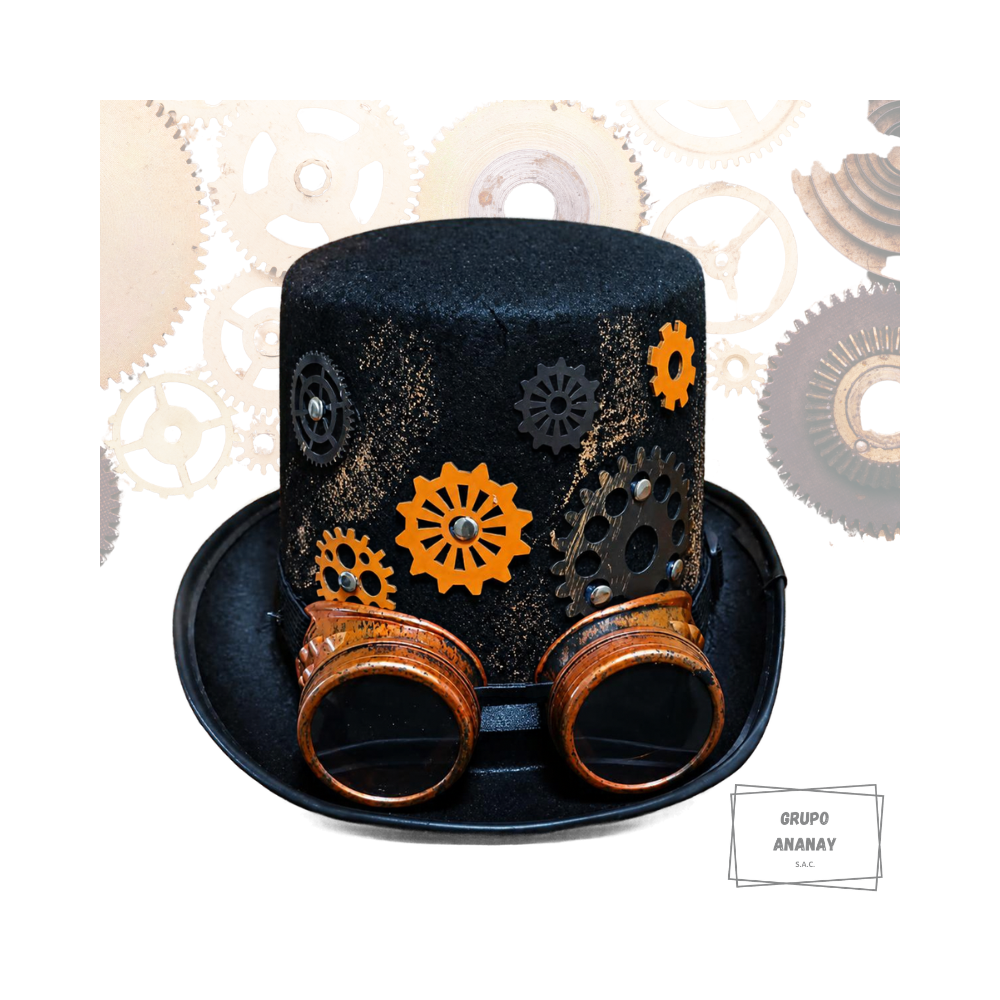 Sombrero Copa Steampunk + Gafas