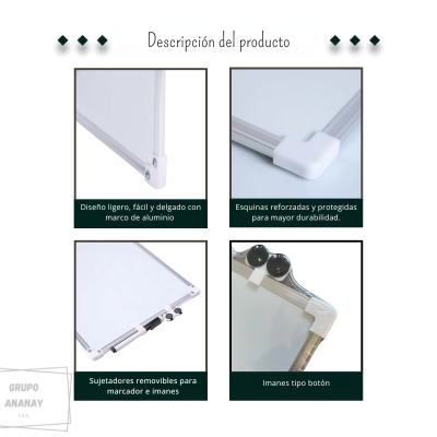 Pizarra Magnética Doble Cara 30x40 + Plumón + 02 Imanes